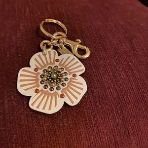 Coach chalk gold Tearose bag charm/keychain